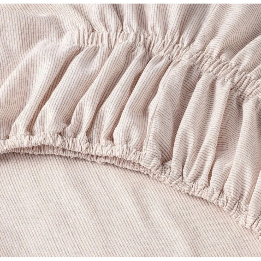 4pc King Micro Stripe Sheet Set Rust - Hearth & Hand with Magnolia NEW